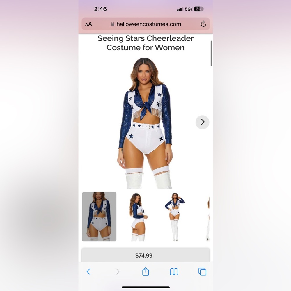 Brand new Dallas cowboys cheerleader costume